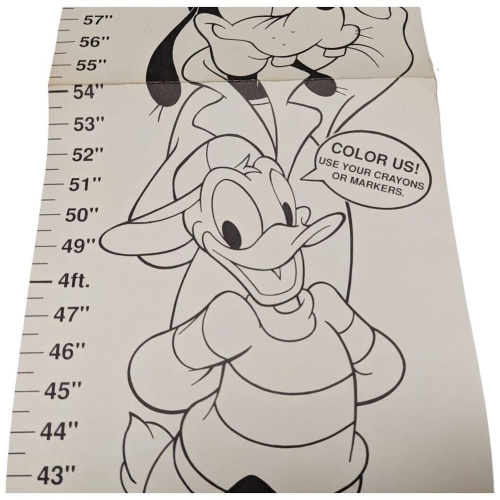 Vintage Hanging Height Chart WALT DISNEY Goofy, Duck, Pluto - Picture 4 of 7